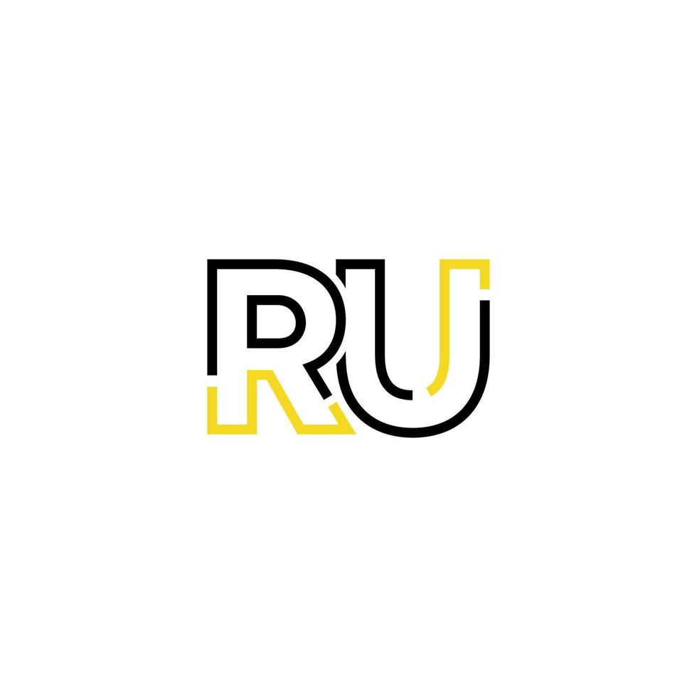Abstract letter RU logo design with line connection for technology and digital business company. vector