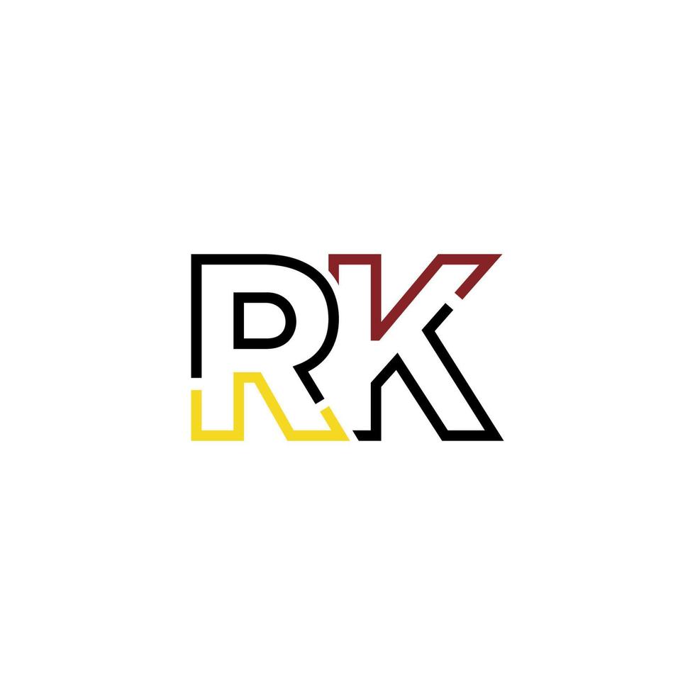 Abstract letter RK logo design with line connection for technology and digital business company. vector