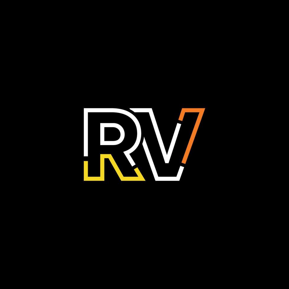 Abstract letter RV logo design with line connection for technology and digital business company. vector