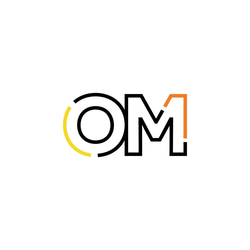 Abstract letter OM logo design with line connection for technology and digital business company. vector