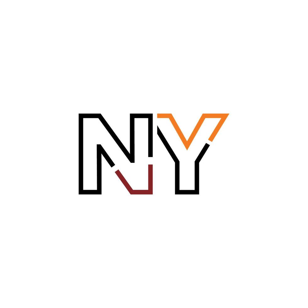 Abstract letter NY logo design with line connection for technology and digital business company. vector