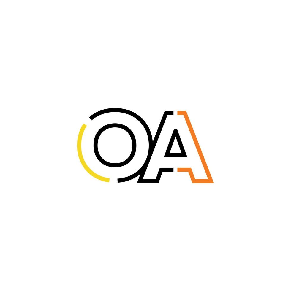 Abstract letter OA logo design with line connection for technology and digital business company. vector