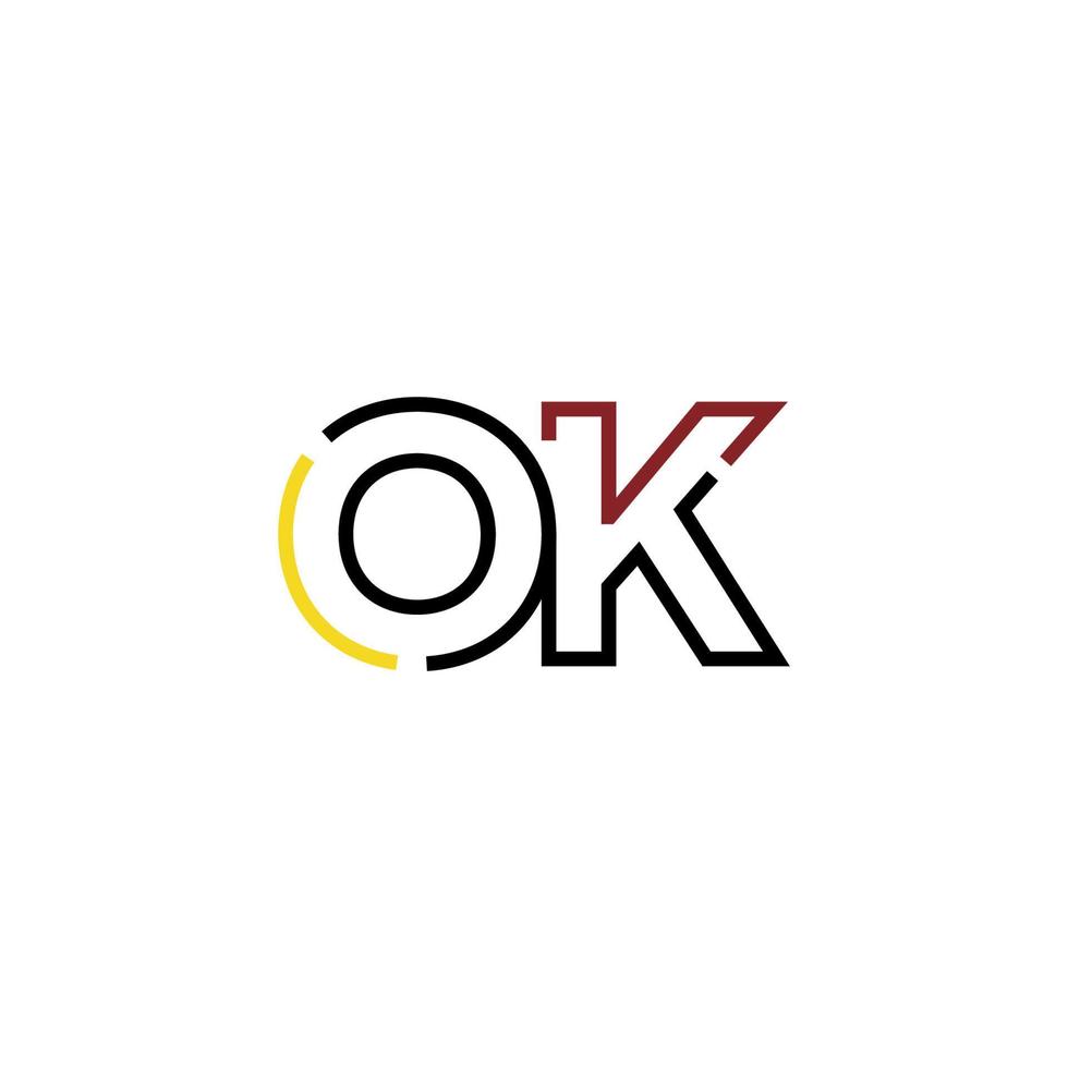 Abstract letter OK logo design with line connection for technology and digital business company. vector