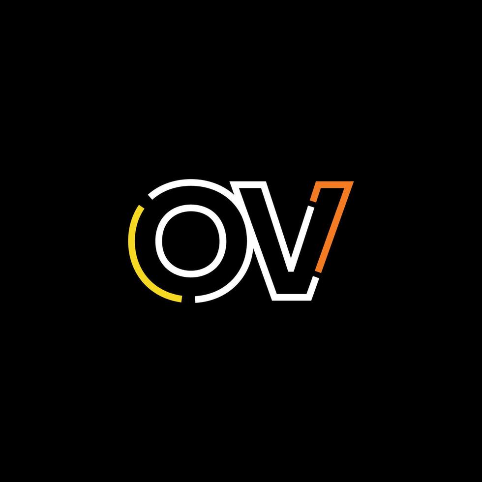 Abstract letter OV logo design with line connection for technology and digital business company. vector