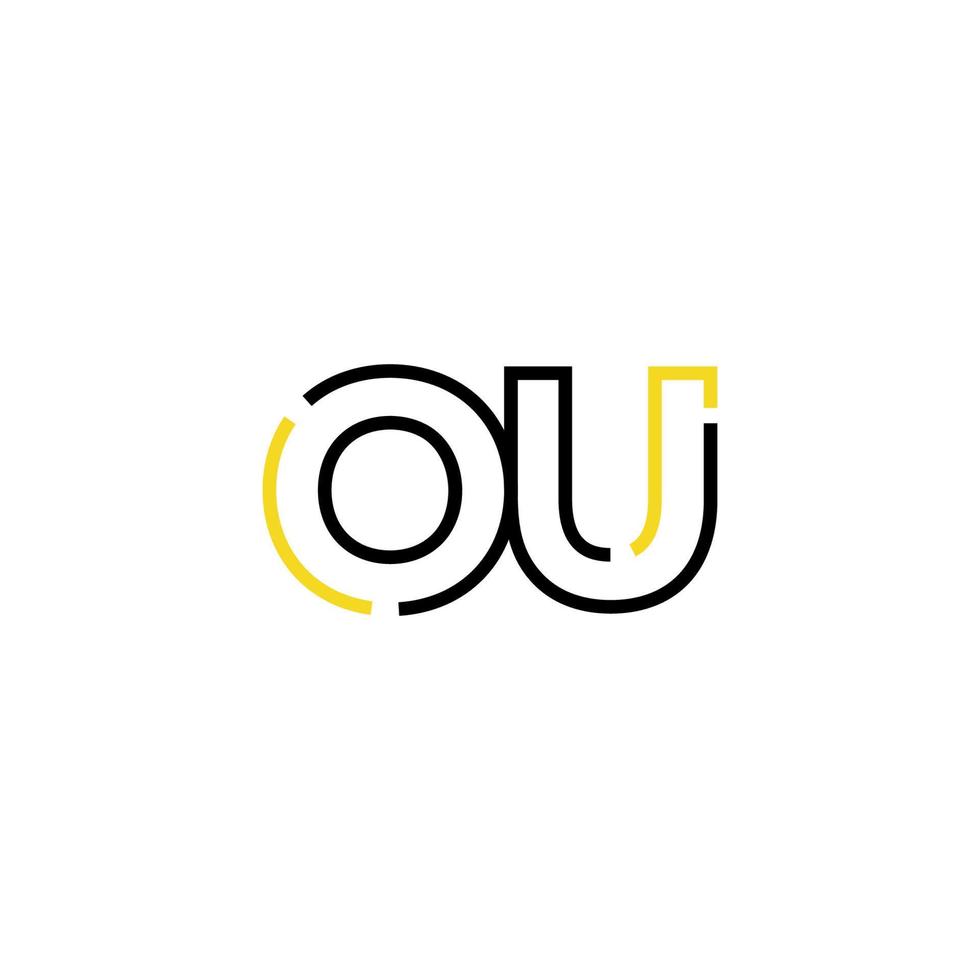 Abstract letter OU logo design with line connection for technology and digital business company. vector