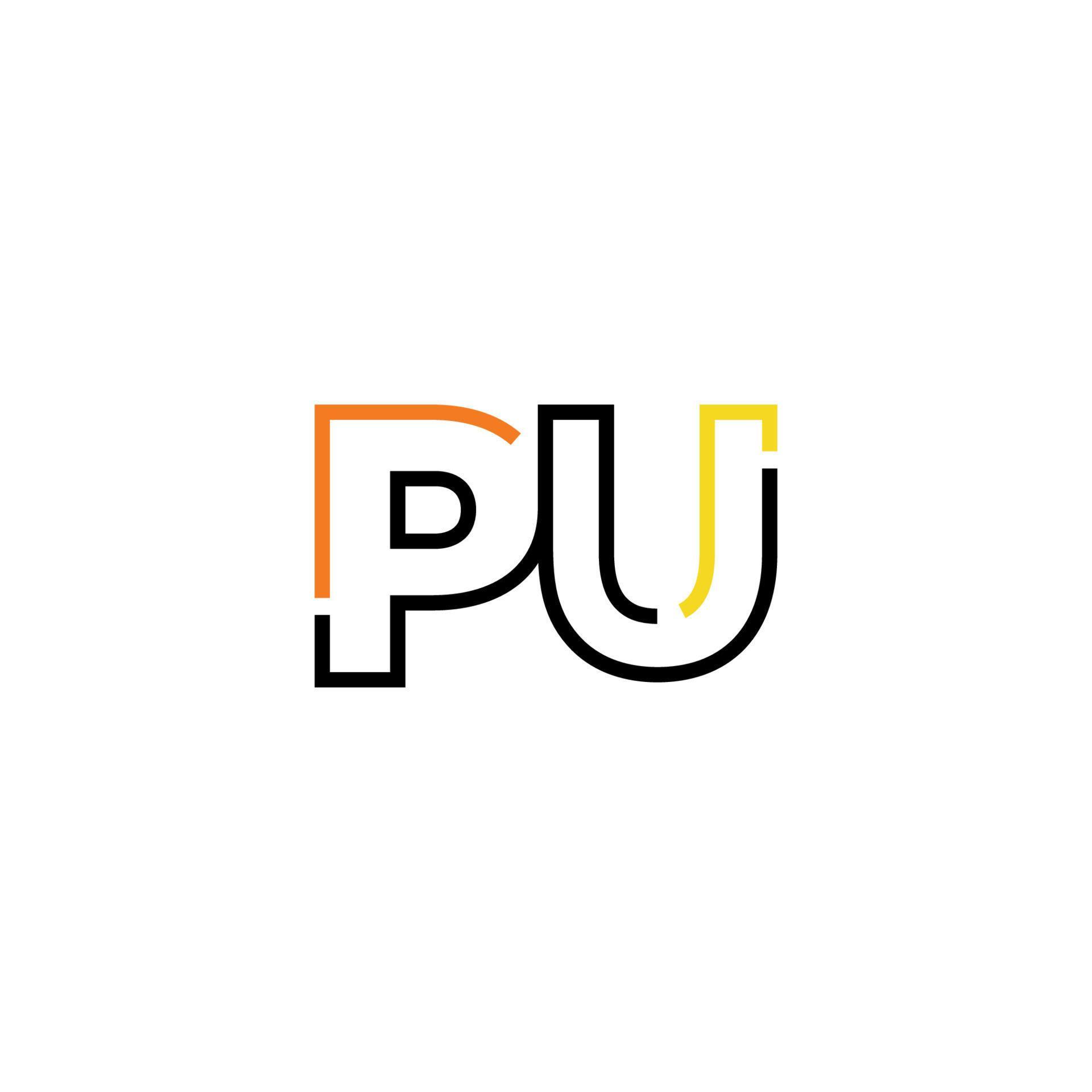 Abstract letter PU logo design with line connection for technology and ...