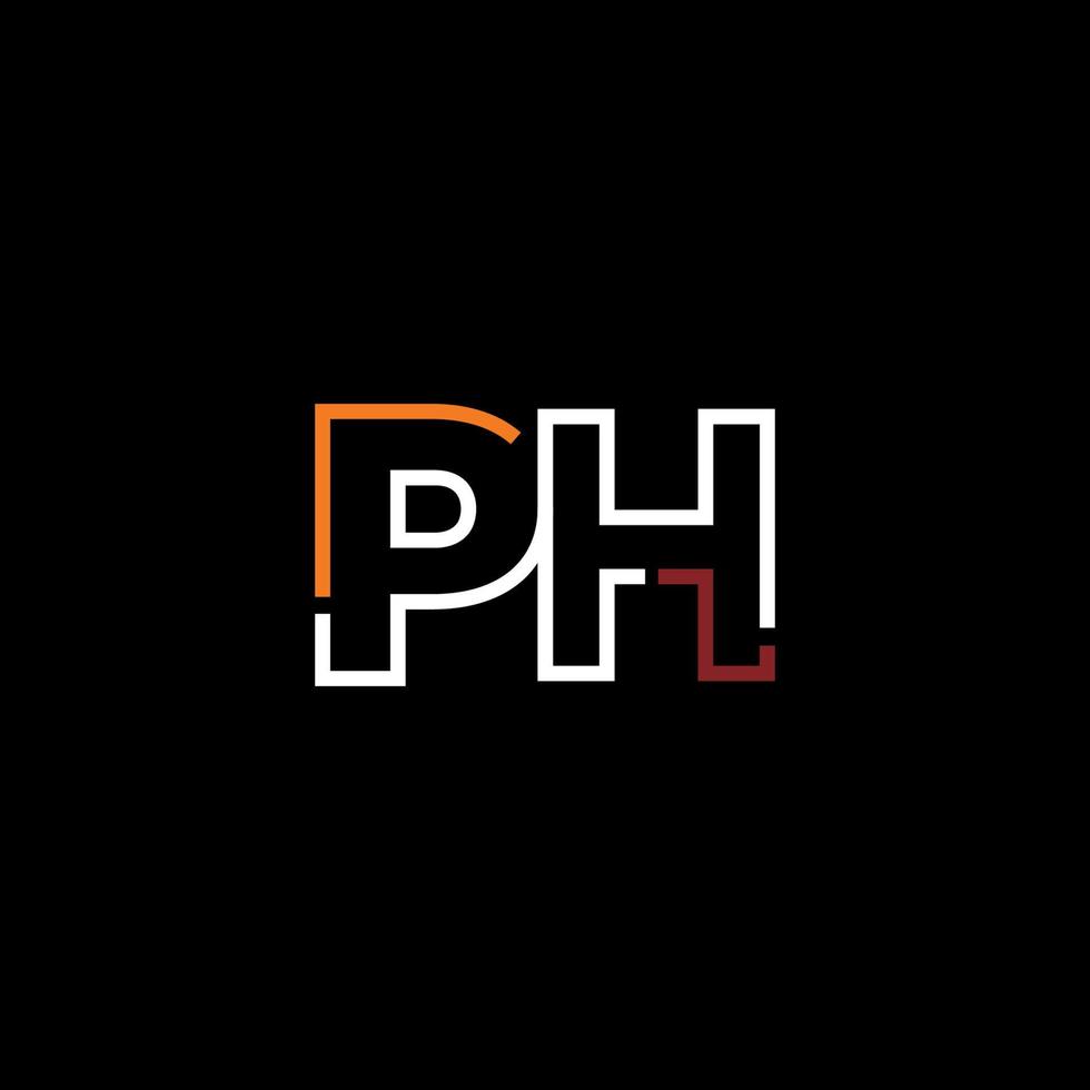 Abstract letter PH logo design with line connection for technology and digital business company. vector