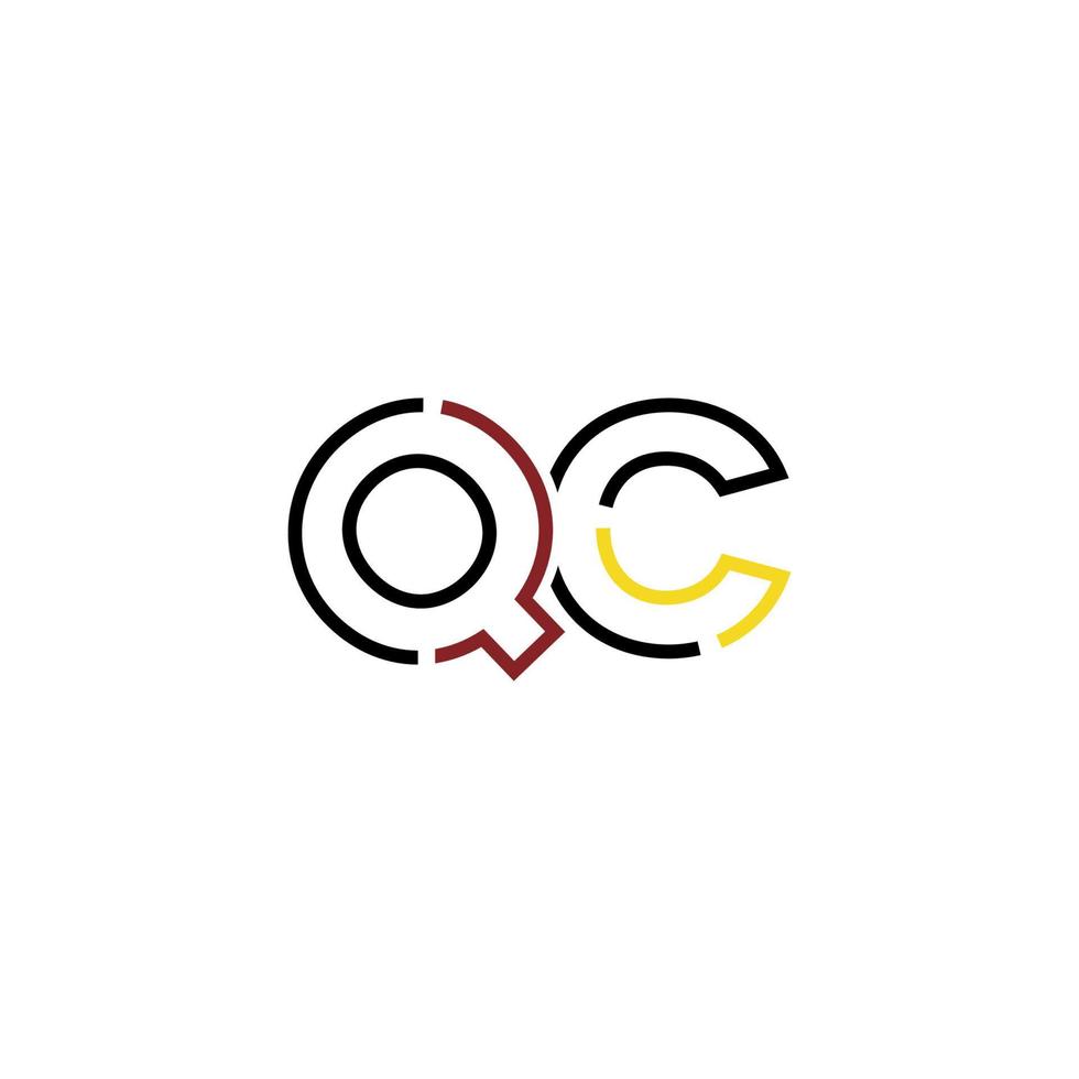 Abstract letter QC logo design with line connection for technology and digital business company. vector