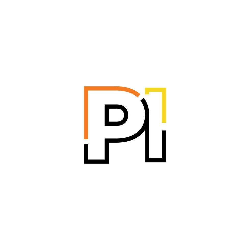 Abstract letter PI logo design with line connection for technology and digital business company. vector