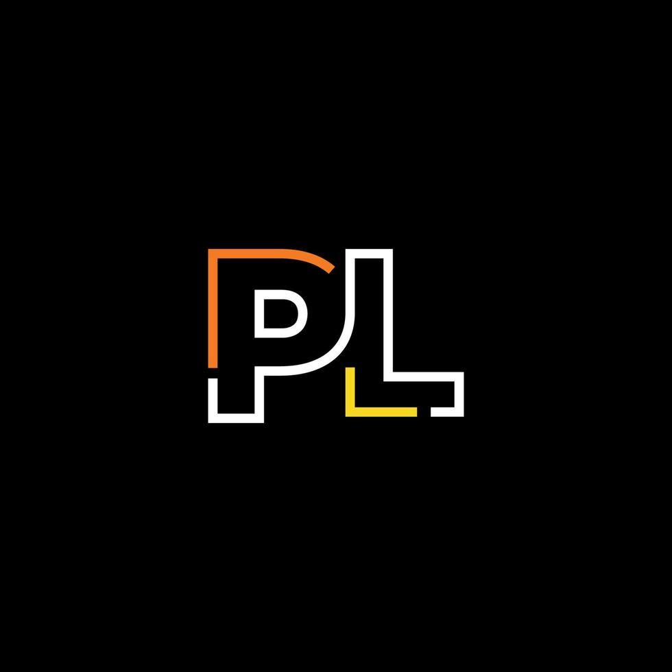 resumen letra pl logo diseño con línea conexión para tecnología y digital negocio compañía. vector