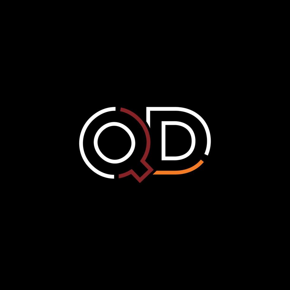 Abstract letter QD logo design with line connection for technology and digital business company. vector