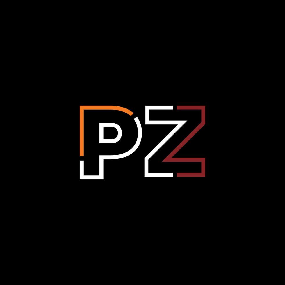 resumen letra pz logo diseño con línea conexión para tecnología y digital negocio compañía. vector