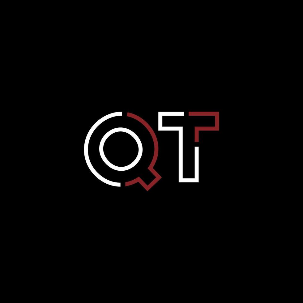 Abstract letter QT logo design with line connection for technology and digital business company. vector