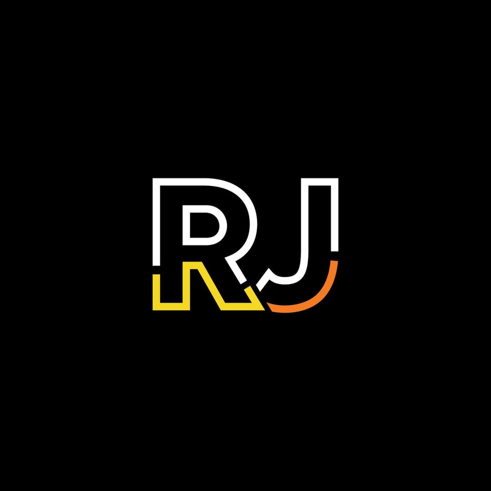 Abstract letter RJ logo design with line connection for technology and digital business company. vector