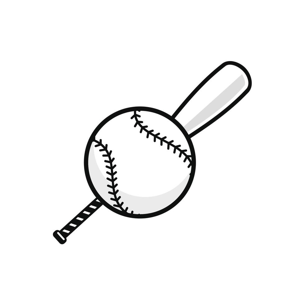 Baseball bat with baseball ball vector icon