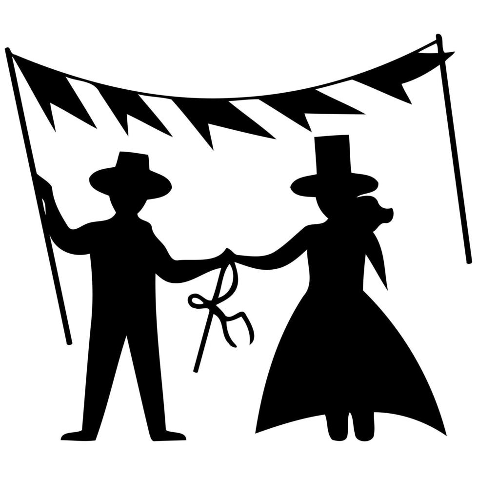 couple with pennants in the background brazilian cultural festivity day of sao joao festa junina vector