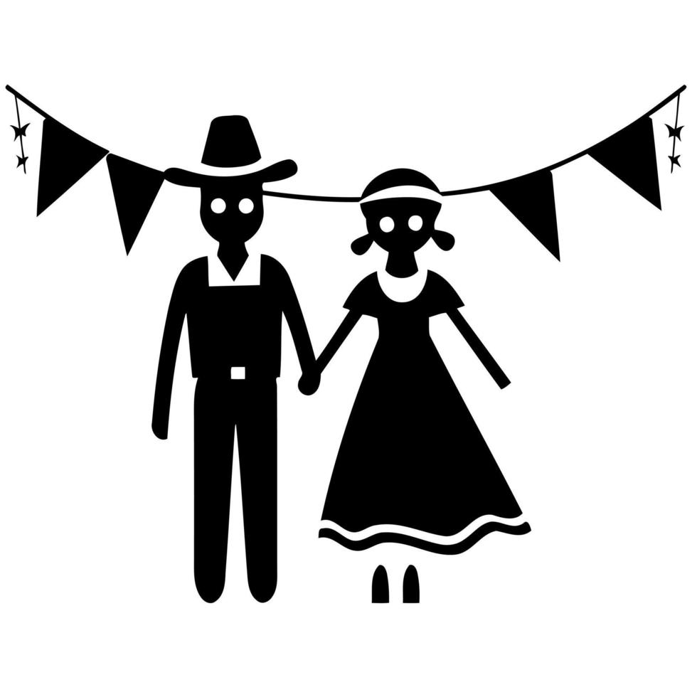 couple with pennants in the background brazilian cultural festivity day of sao joao festa junina vector