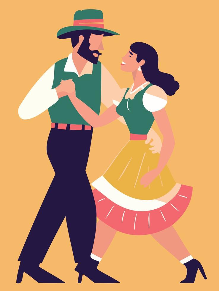 couple dancing at festa junina vector