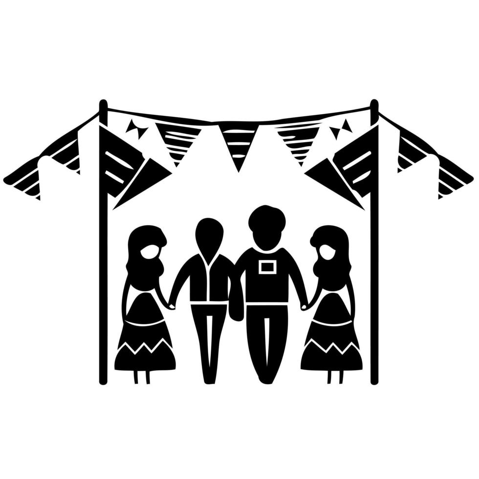 people couples at festa junina vector