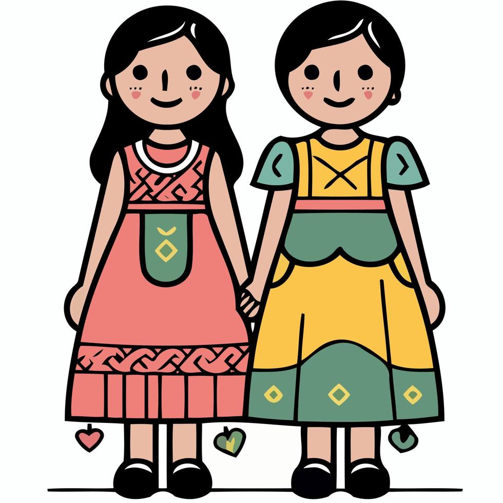 two kids at festa junina vector