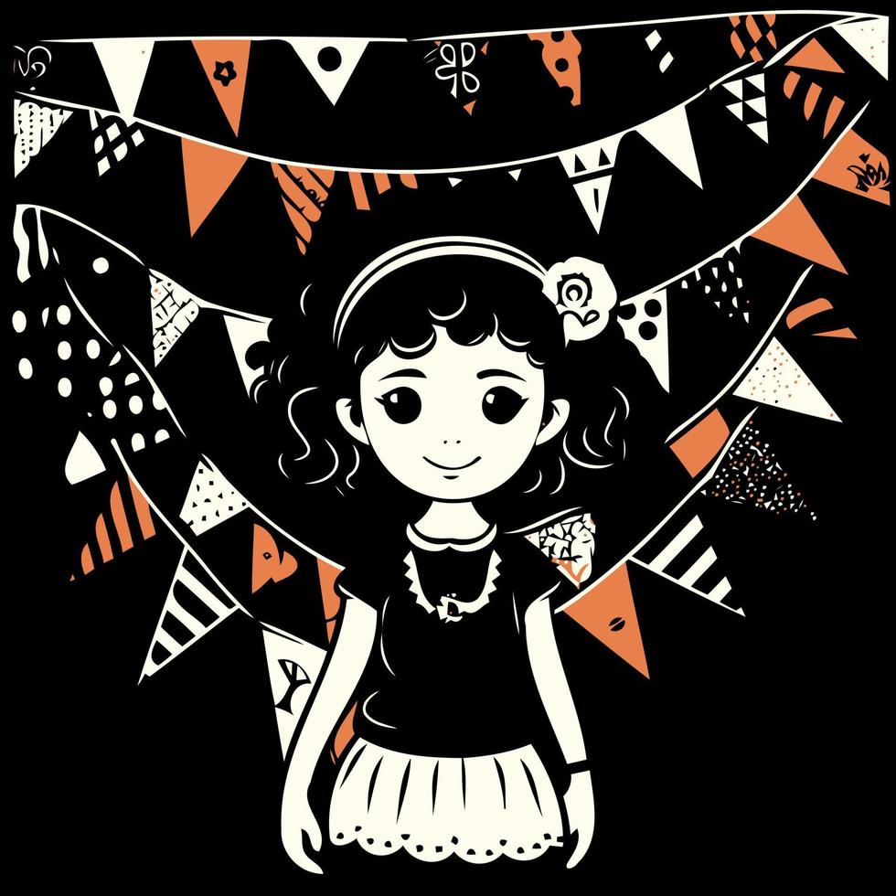 niña a festa junina o S t Juan día brasileño festividad vector