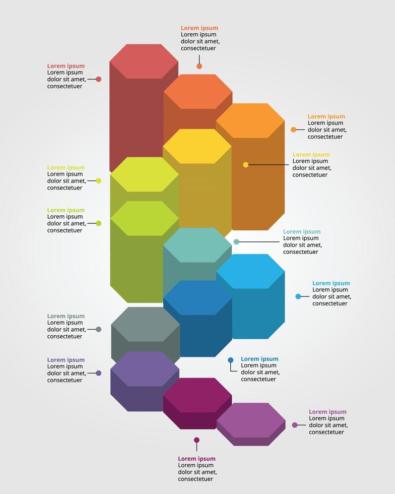 cronograma hexágono modelo para infografía presentación modelo con 13 elemento para bandera vector