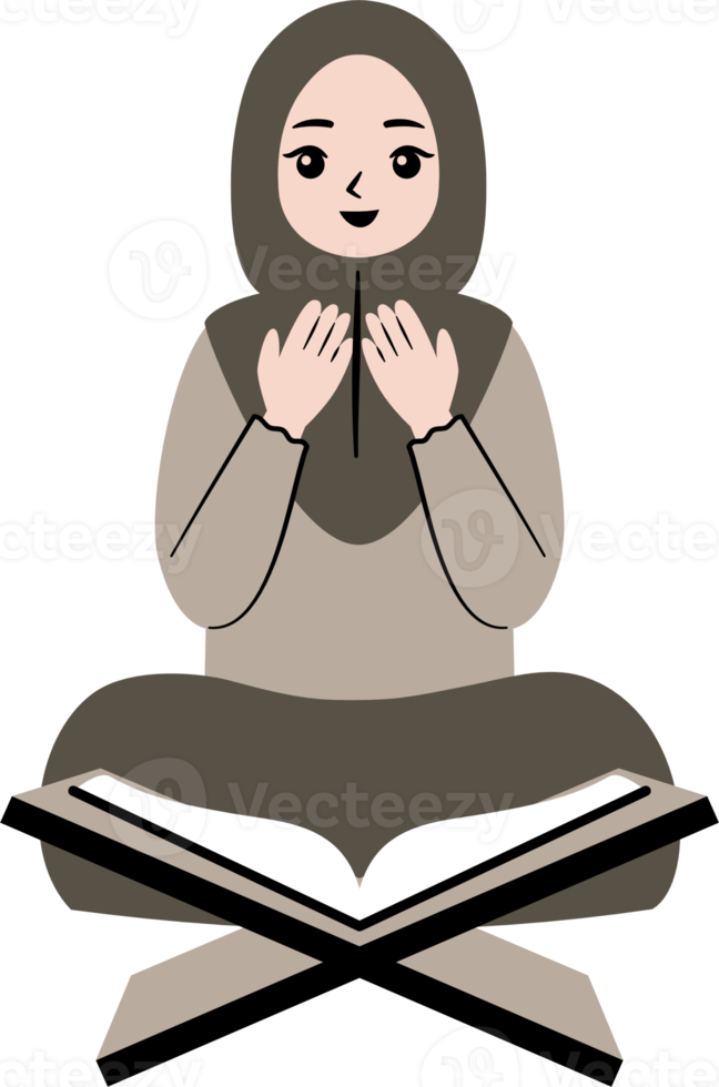 muslim människor läsa quran illustration png