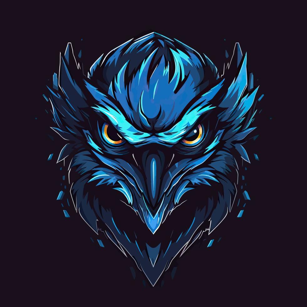 A logo of a angry eagle head, designed in esports illustration style vector