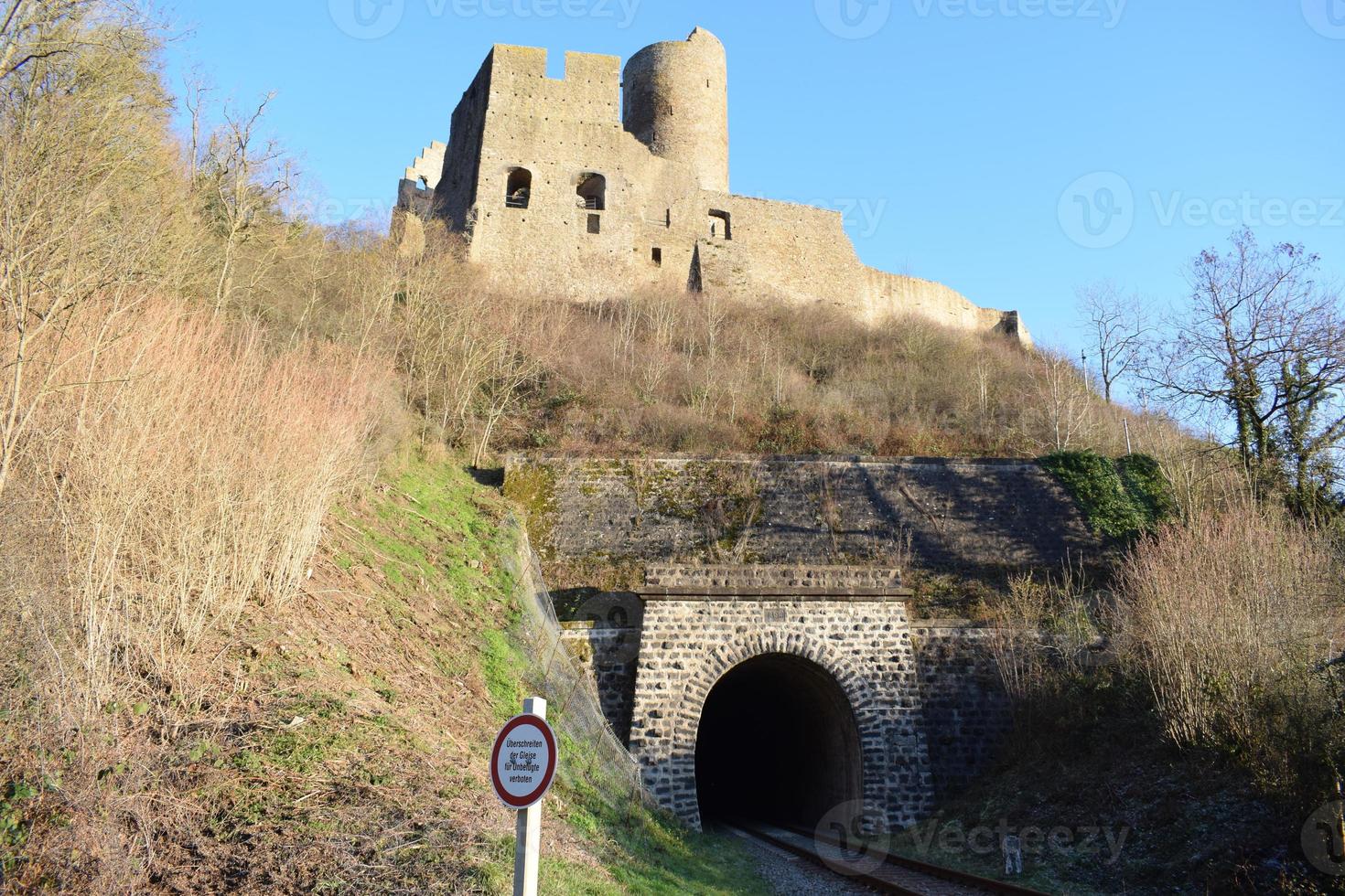 Railroad Tunnel under the Ruin Lowenburg Monreal photo