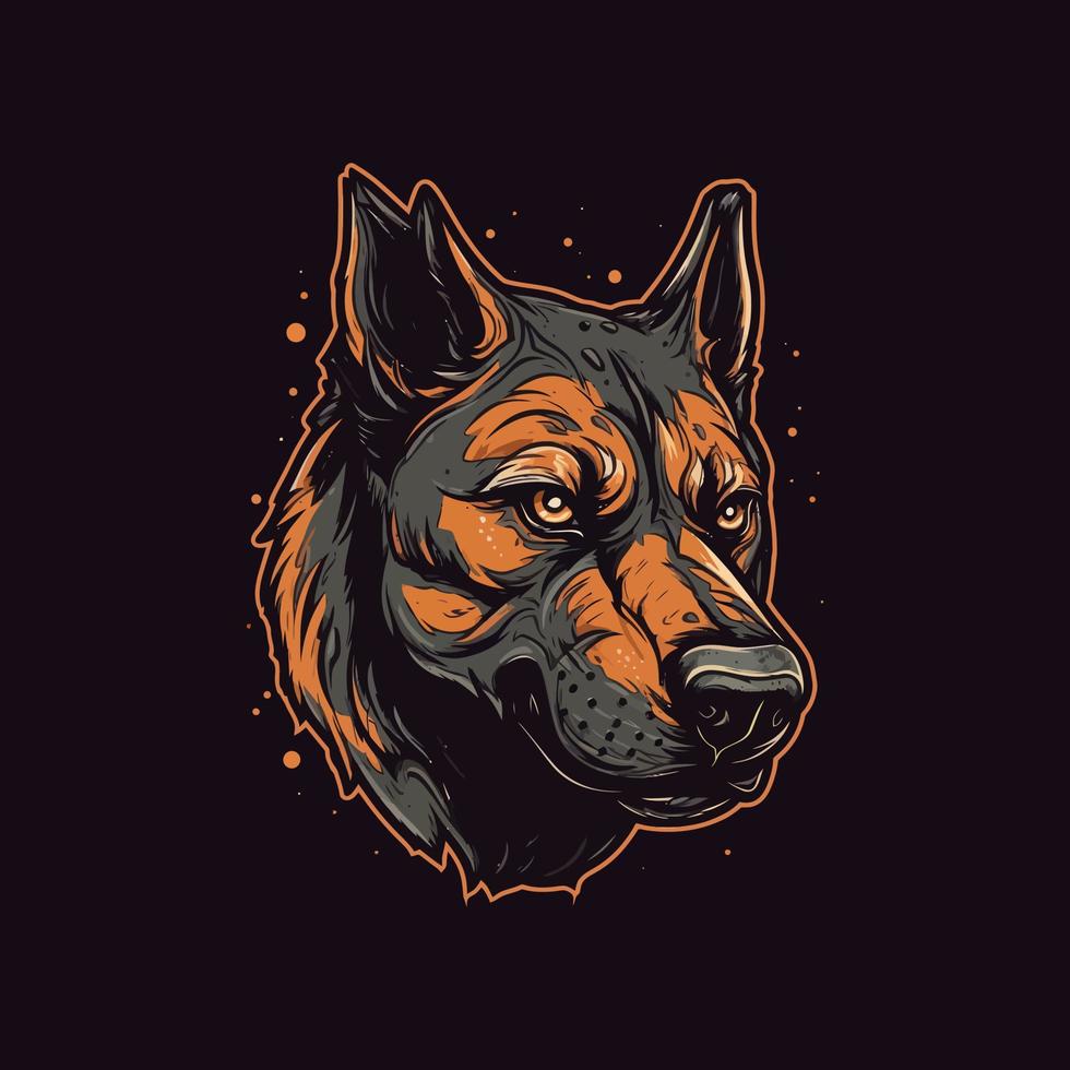 un logo de un zombi perro cabeza, diseñado en esports ilustración estilo vector