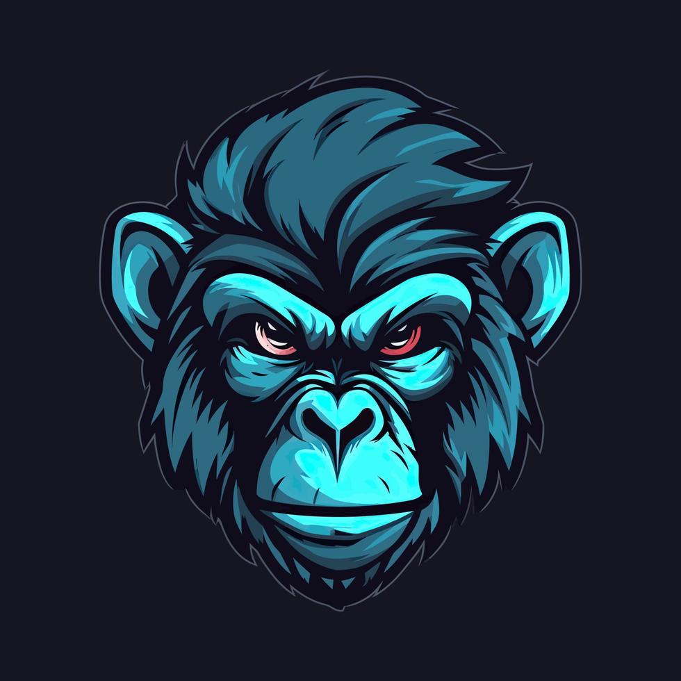 A logo of a angry monkey head, designed in esports illustration style vector