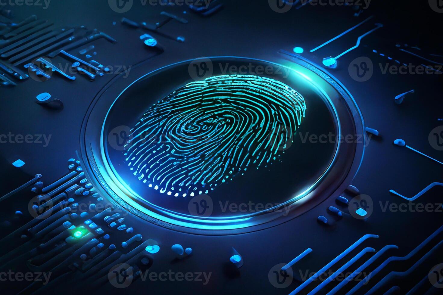 Fingerprint scanning, biometric identification and security login. photo