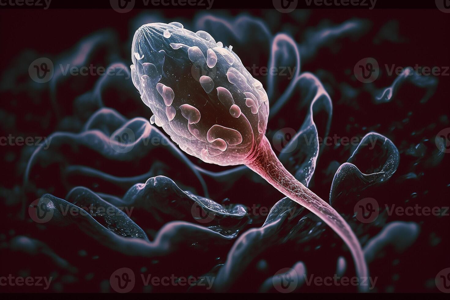 esperma, el espermatozoide ovula dentro el huevo. generativo ai foto