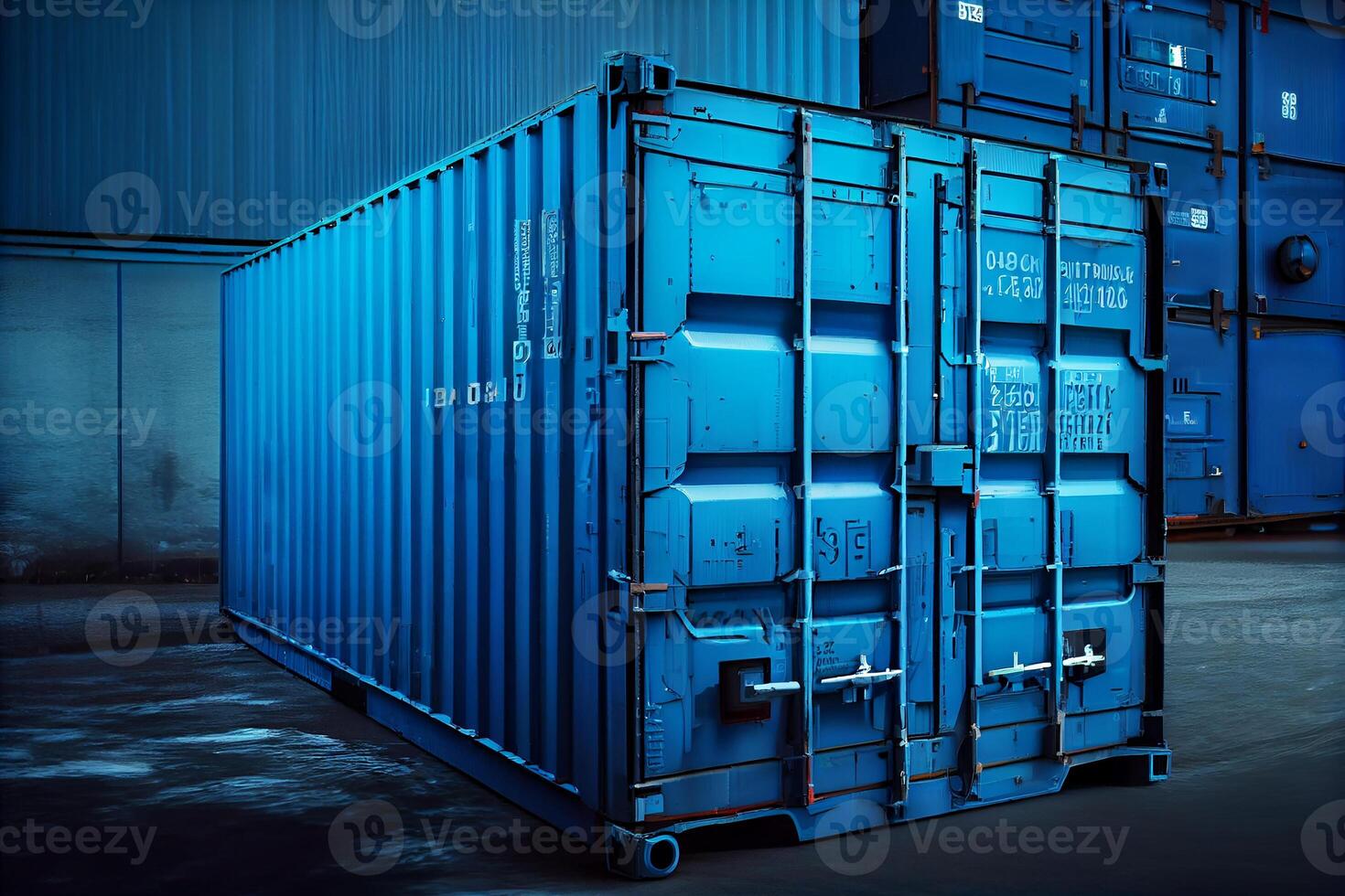 Cargo container at the logistics warehouse. photo