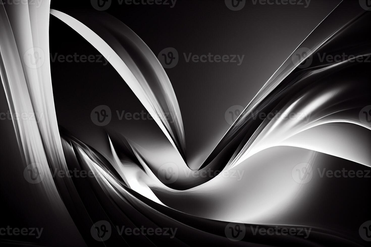 Wave pattern, black and white smooth abstract art. Picture on the wall in a picture gallery. photo