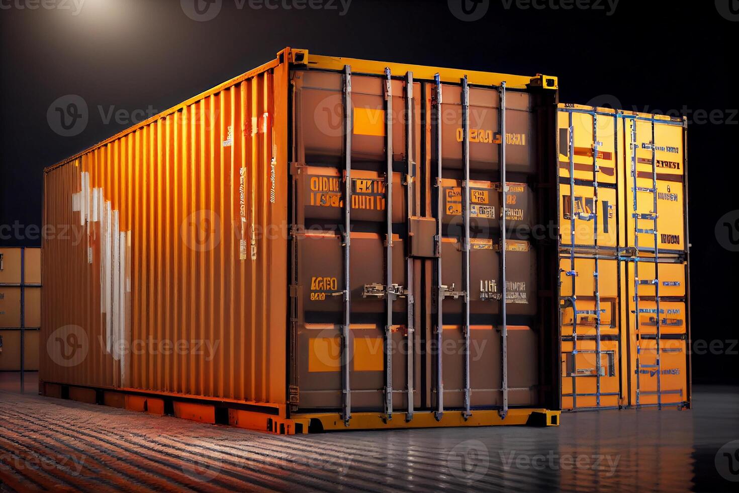 Cargo container at the logistics warehouse. photo