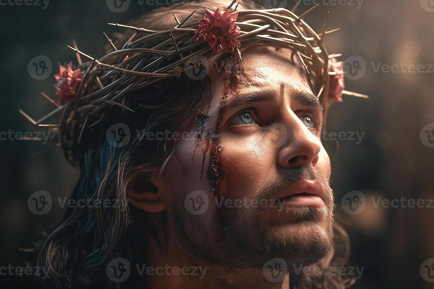 Jesus Christ, a portrait of a strong, courageous man. photo
