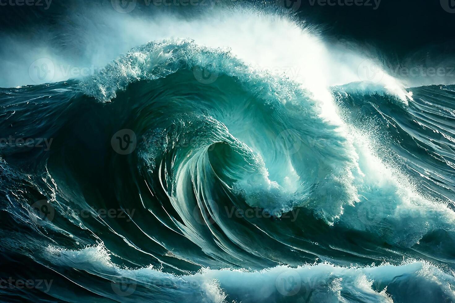 A big sea wave, a tsunami on the high seas. Sea background. photo
