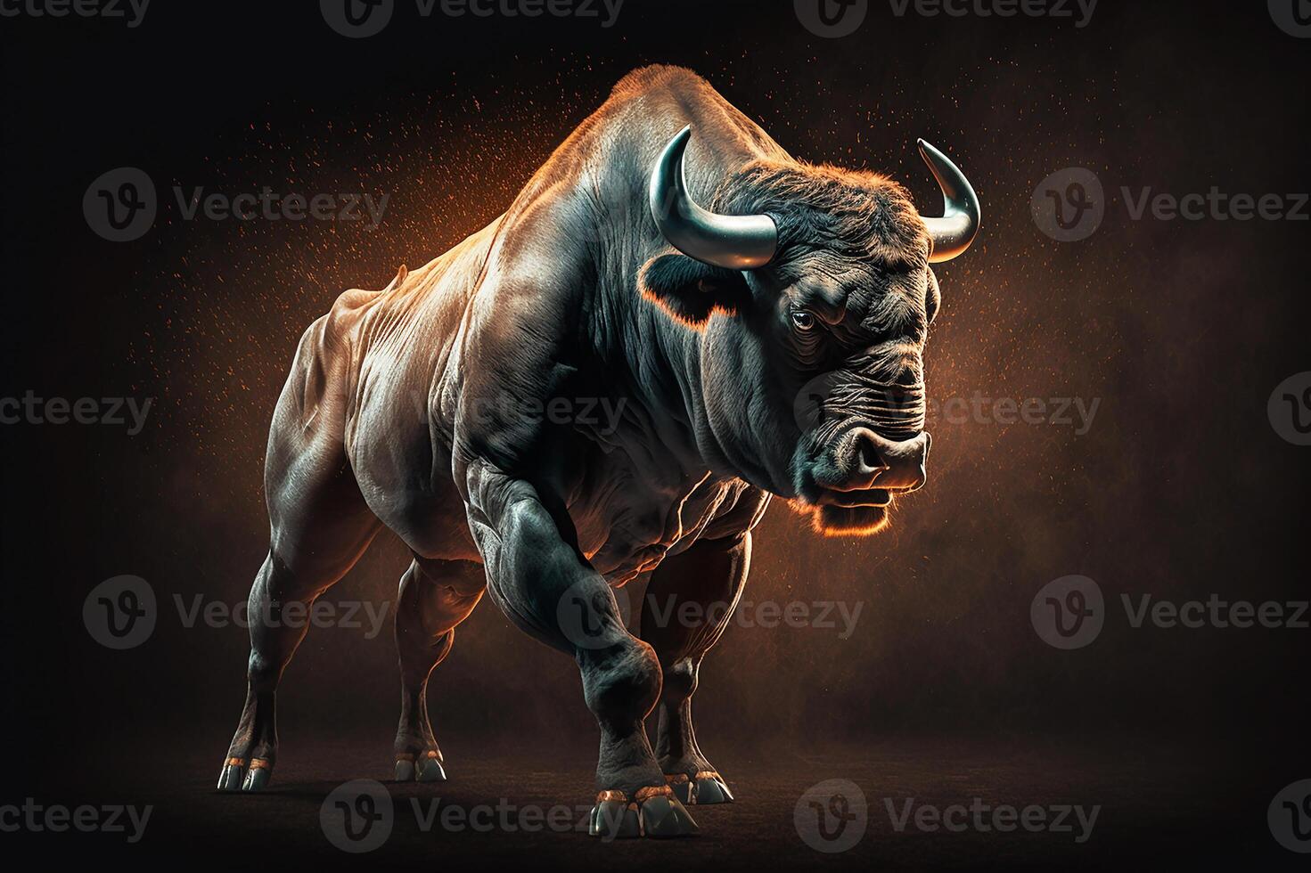 Bull, bison, brown background. photo