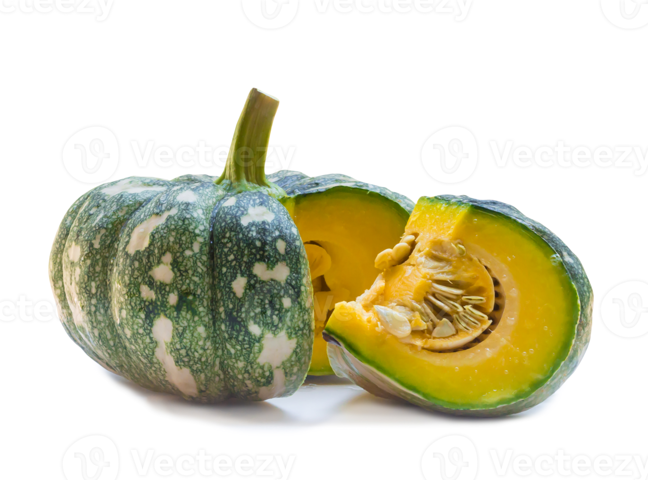 verde zucca con strano modello e fetta isolato con ritaglio sentiero e ombra nel png formato