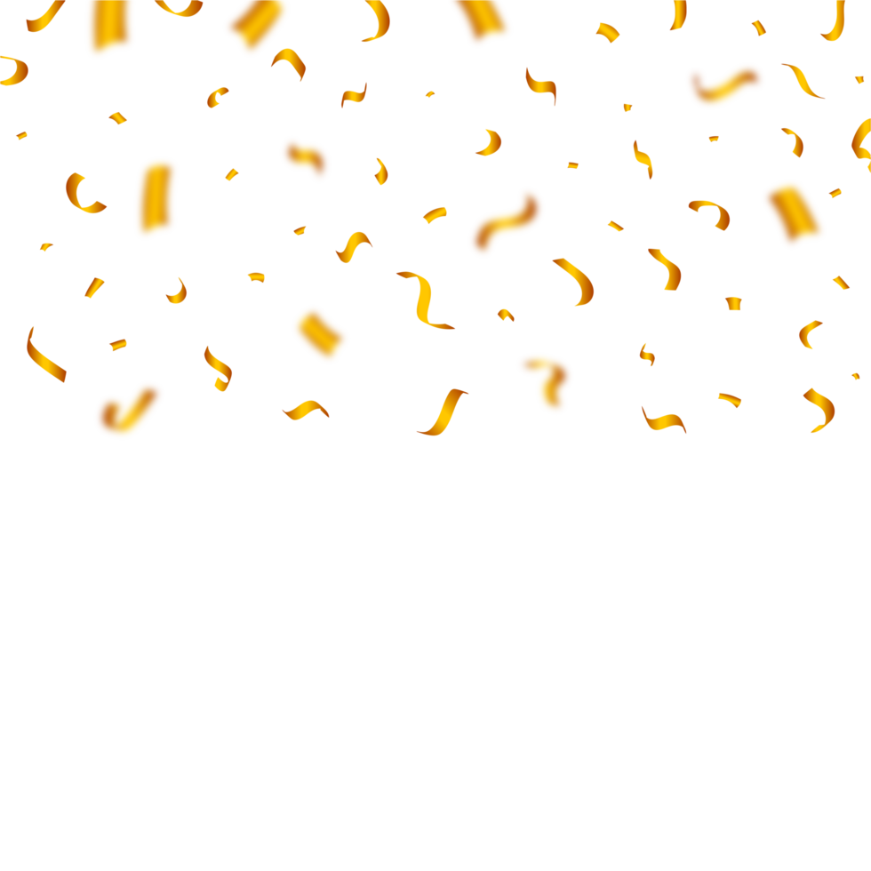 aniversário festa celebração png. dourado confete queda fundo imagem. realista dourado fita e confete png. dourado confete isolado em uma transparente fundo. festival elementos. png