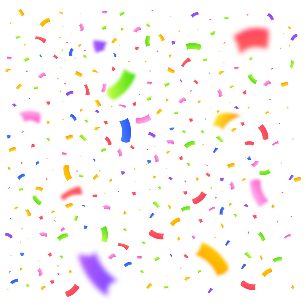 Confetti and tinsel explosion background PNG. Realistic multicolor confetti image. Colorful confetti isolated on transparent background. Carnival elements PNG. Birthday party celebration. png