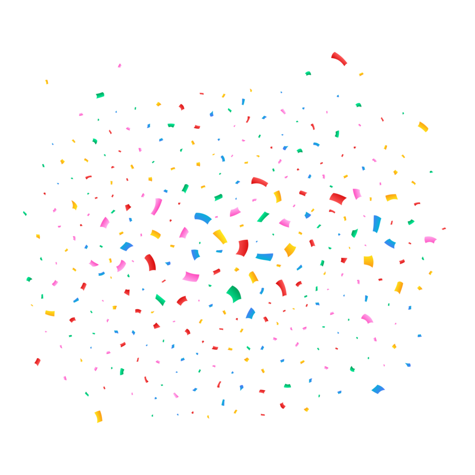 Confetti design for the festival background. Colorful tinsel and confetti explosion PNG. Multicolor confetti on a transparent background. Event and party celebration PNG. Festival elements. png