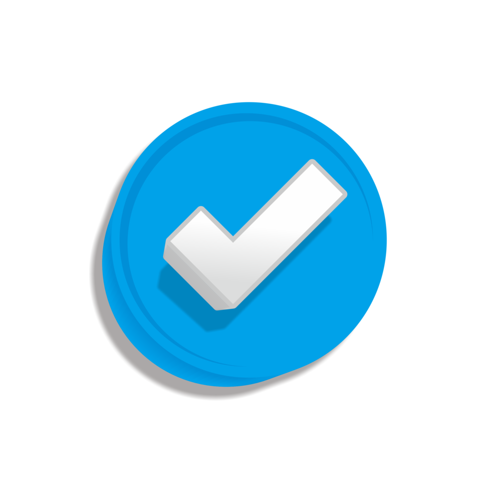 blue checkmark icon approved shadow png