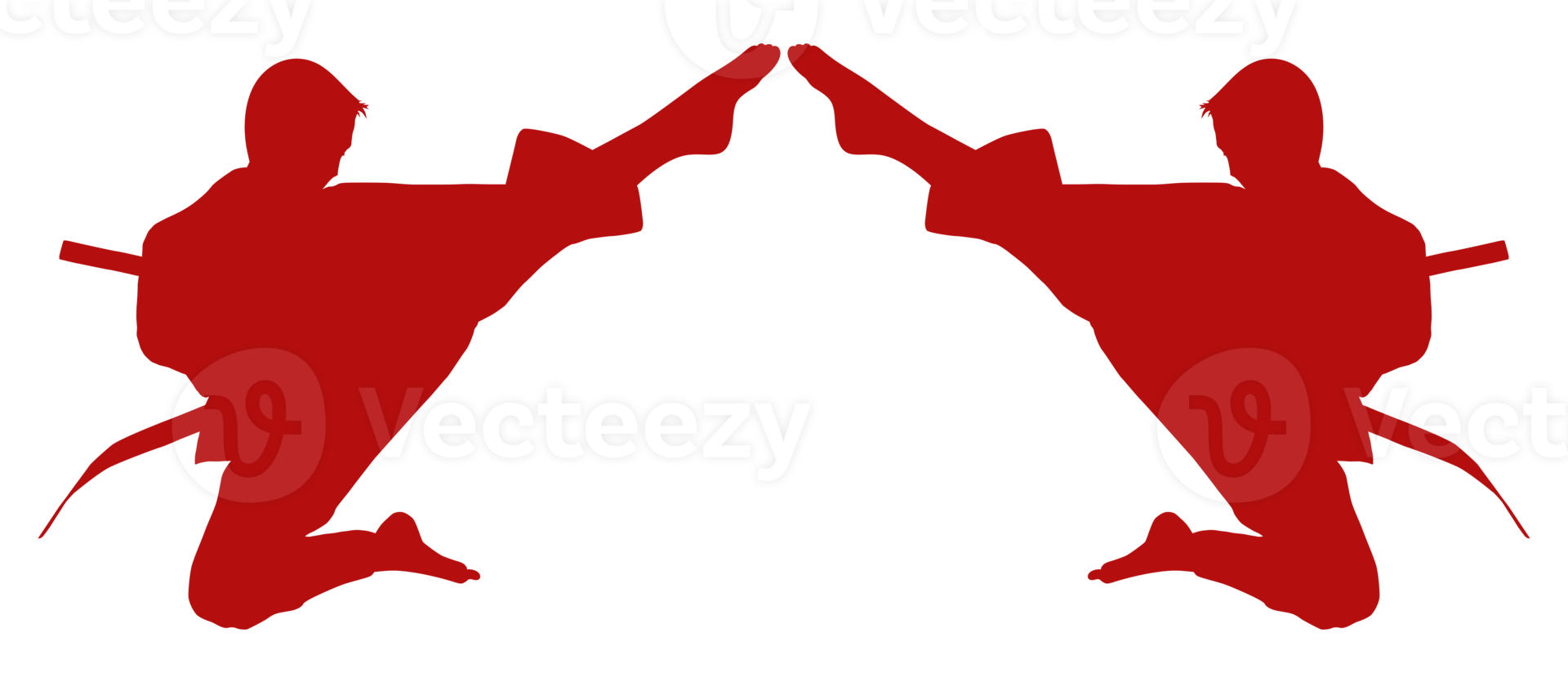 Silhouette of Martial Artist Kick, Taekwondo, Karate, Pencak Silat, Kungfu, for Logo or Graphic Design Element. Format PNG