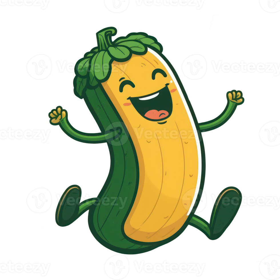 cute happy zucchini character . AI Generated png