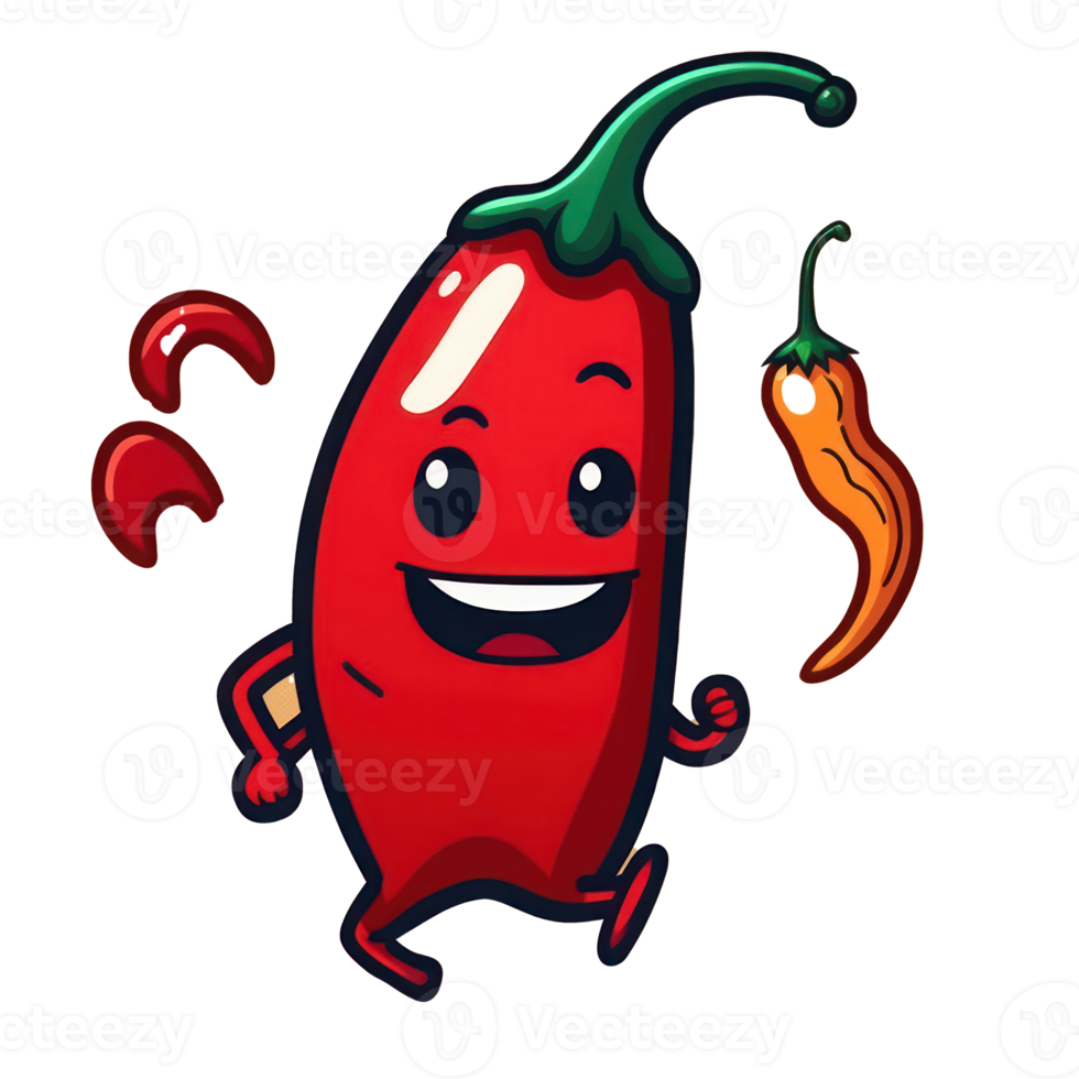 cute happy red chili pepper character . AI Generated png