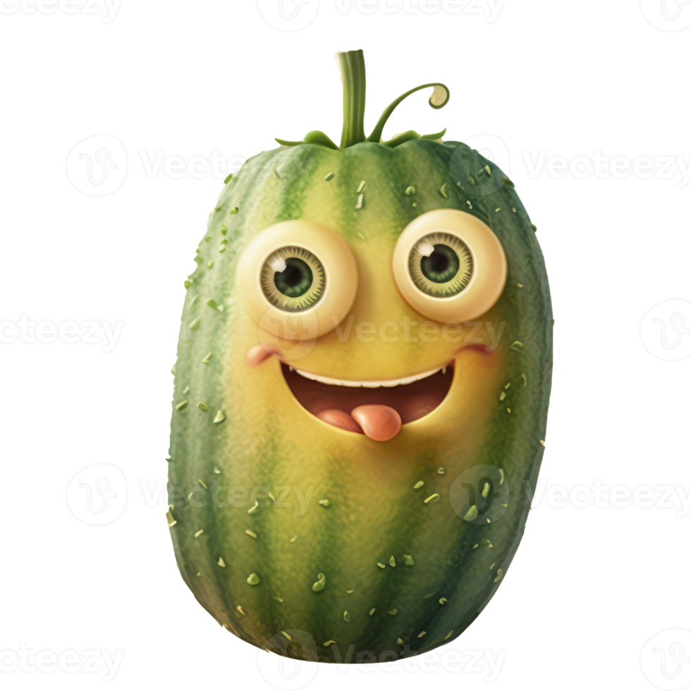 cute happy zucchini character . AI Generated png