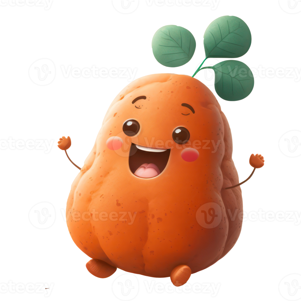 cute happy sweet potato character . AI Generated png