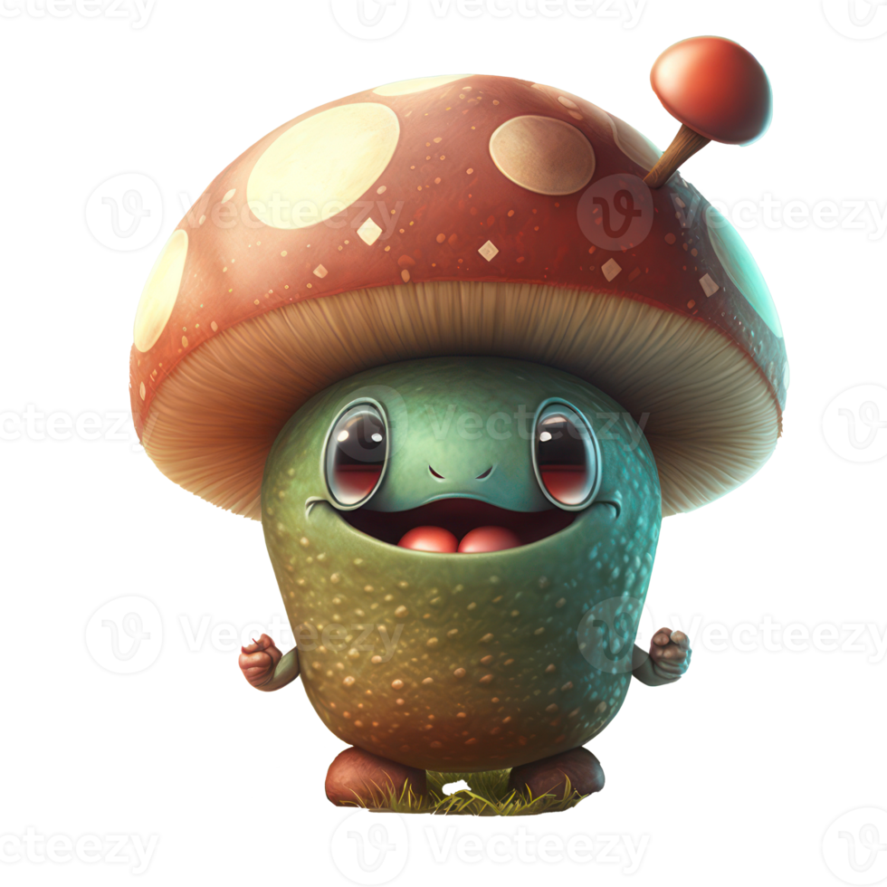 cute happy mushroom character . AI Generated png